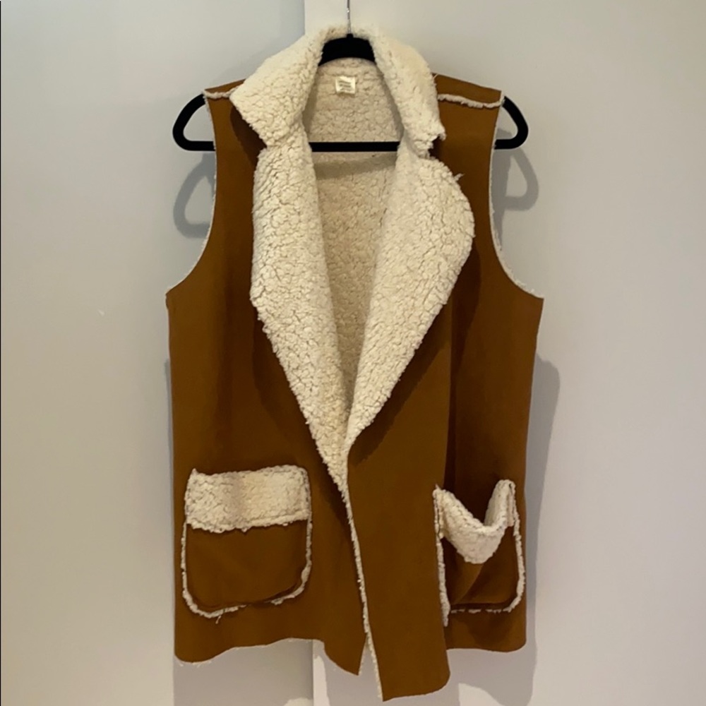Brown and cream furry vest